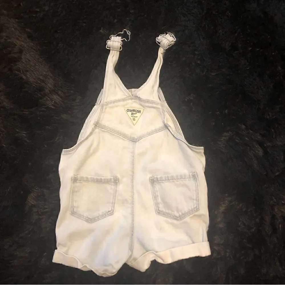 OSHKOSH blue denim jeans overalls shorts kids 18 months